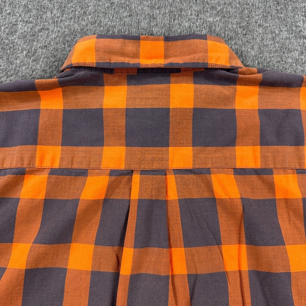 Patagonia Shirt Mens Medium Gray Orange Plaid‎ Check Organic Cotton Button Up - Picture 4 of 8